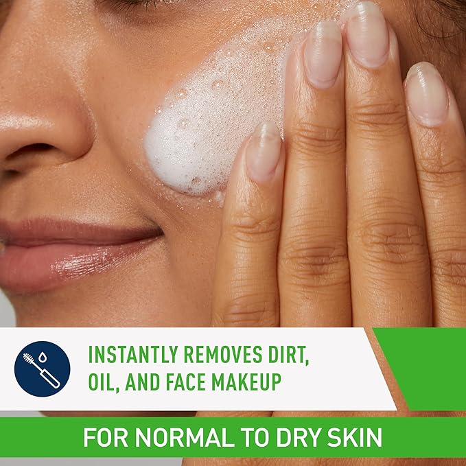 CeraVe Hydrating Cream To Foam Cleanser, Makeup Remover Face Wash For Dry Skin, Foaming Facial Cleanser With Hyaluronic Acid, Normal To Dry Skin, Fragrance Free & Non Comedogenic, 8 Fluid Ounces