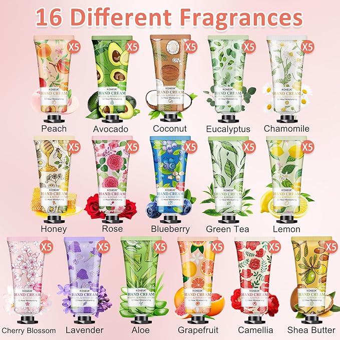 80 Pack Hand Cream Set for Dry Cracked Hands, Bulk Hand Lotion Travel Size for Mothers Day Gifts, Mini Hand Cream for Teacher Appreciation Gifts, Birthday Gifts and Bridal Shower Gifts for Guests