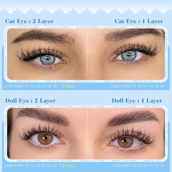 Spider Lash Clusters Kit Spider Lashes Clusters Wispy Fluffy Cluster Eyelash Extensions Kit Natural Look 10-16MM D Curl Manga Eyelash Clusters Kit with Lash Bond and Seal Breeze Lash Extensions Kit