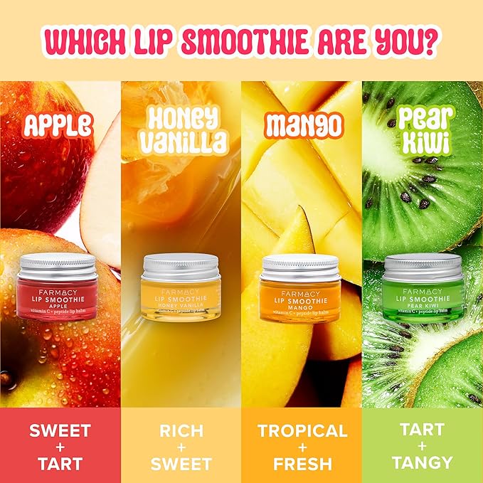Farmacy Vitamin C + Peptide Hydrating Lip Balm - Lip Smoothie Moisturizing + Plumping Treatment - Smooths Lines with a High-Gloss Finish - Apple (10g)
