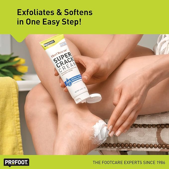 PROFOOT Heel Rescue Super Crack Foot Cream, Concentrated AHA Blend & Shea Butter, Moisturizes, Exfoliates, Softens & Aids Cracked Heel Repair, 4.4 Ounce (Pack of 3)