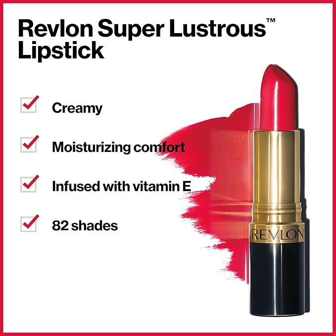 REVLON Super Lustrous Lipstick, Creamy Formula For Soft, Fuller-Looking Lips, Moisturized Feel, 477 Black Cherry, 0.15 oz (Pack of 2)