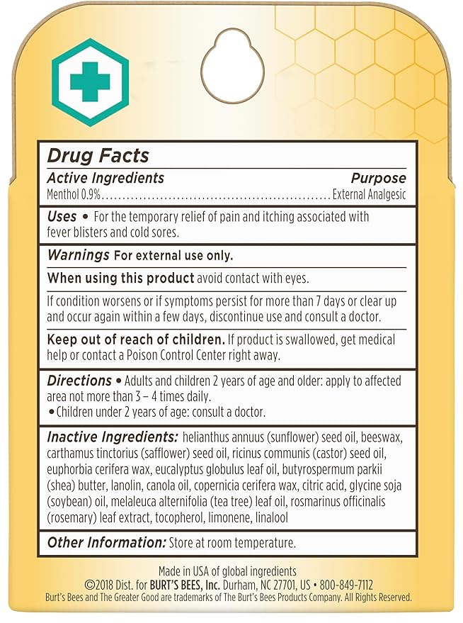Burt's Bees Medicated Lip Balm, With Eucalyptus Oil and Menthol, Tint-Free, Natural Origin Lip Care, 4 Tubes, 0.15 oz. (Pack of 12)