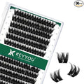 Lash Clusters 96pcs Individual Lashes Y10 D Curl 12mm Cluster Lashes KEYYOU Volume Wispy Lash Extension Soft&Comfortable Easy DIY at Home(Y10,D-12mm)