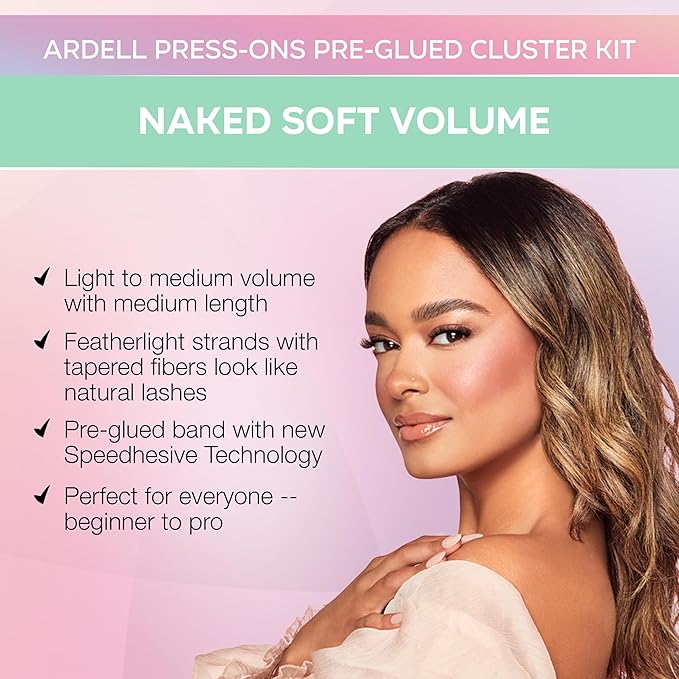 Ardell Press On Pre-Glued Underlash Extensions - Diy Lash Cluster, Eyelash Extension Kit, Naked Soft Volume - 60 Ct, 1-Pack