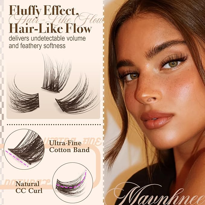 Brown Lash Clusters Natural Eyelash Clusters 4 Styles Wispy Cluster Lashes Individuals CC-Curly Lashes Extensions Dark Brown Cluster Eyelash Extensions Value Pack (200Pcs, 10-16MM) by Mavphnee
