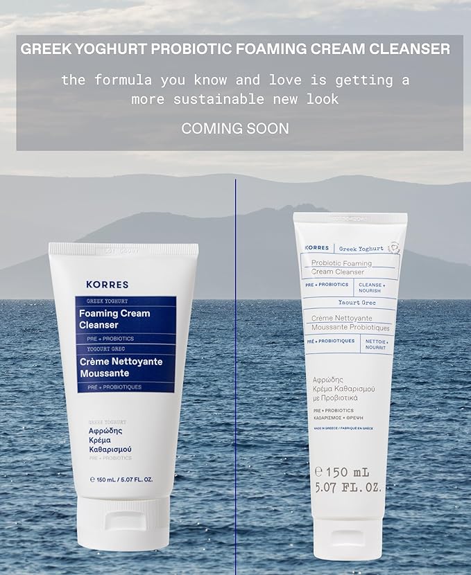 KORRES Greek Yoghurt Foaming Cream Cleanser, Hydrating, Deep Cleansing Skin Care, Makeup Remover, Face Wash for Women, Cream to Foam Facial Cleanser for Dry, Oily, Sensitive, Any Skin Type, 5.07 fl oz