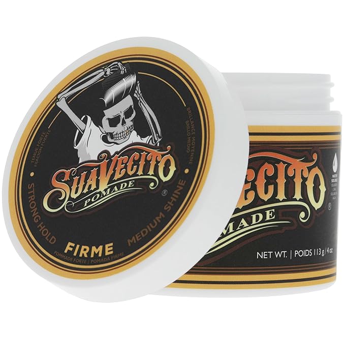 Suavecito Pomade Firme (Strong) Hold 4 oz, 3 Pack - Strong Hold Hair Pomade For Men - Medium Shine Water Based Wax Like Flake Free Hair Gel - Easy To Wash Out - All Day Hold For All Hair Styles
