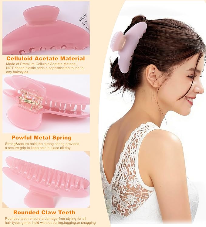 2 Pack Acetate Hair Claw Clips for Women 4 Inch Large Claw Hair Clips for Thin to Thick Hair