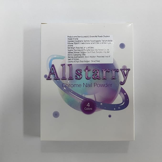 Allstarry Chrome Nail Powder 4 Colors Iridescent Aurora Powder Metallic Mirror Effect Pigment Pearlescent Purple Mermaid Unicorn Glitter for Nail Art Manicure Decoration Home DIY Salon