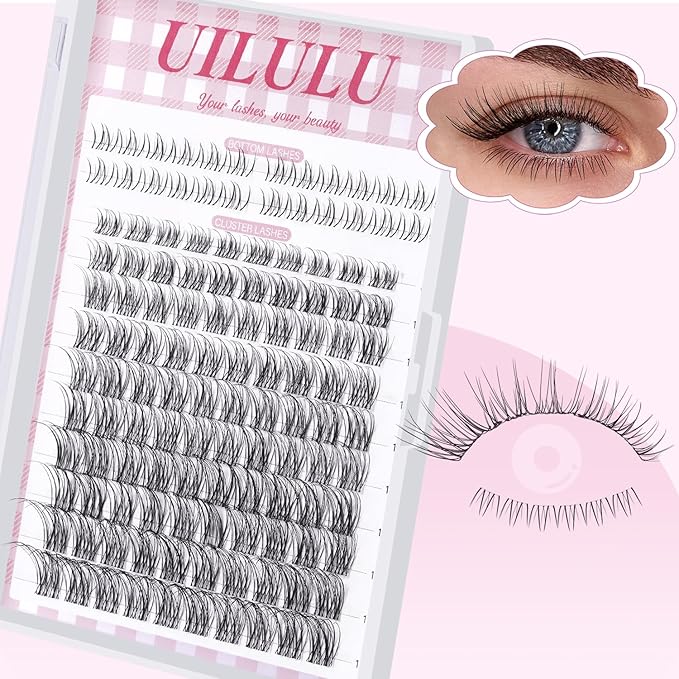 Natural Lash Clusters 8-18mm with 5mm Bottom Lashes Natural Eye Lashes Wispy Lash Clusters False Eyelash Clusters DIY Eyelash Extensions Individual Cluster Lashes (U18 Lash Only)