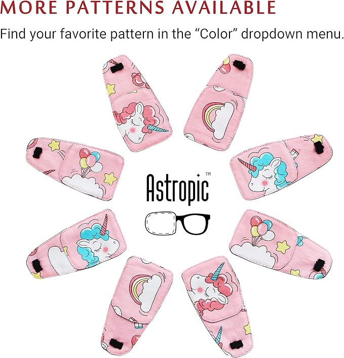 Astropic Cotton & Silk Left Eye Patch for Kids Glasses (Left Eye, Balloon)