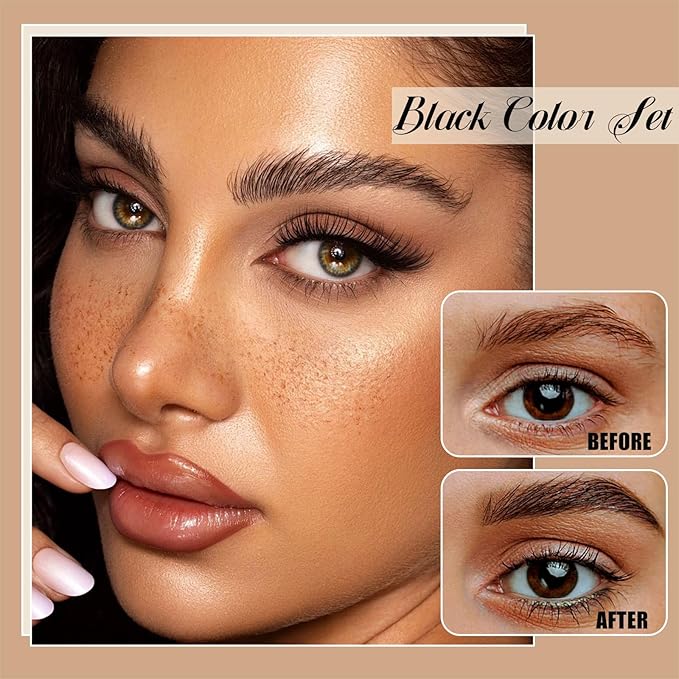 Lash Color Kit, Professional Natural Black Eyelash & Eyebrow Color Kit Lasting for 2 Weeks, Temporary Brow Color with Gentle Ingredients, Safe & Easy for Salon Home Use for Women Girl Mom Wife