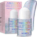 Roll-on Holographic Glitter Gel for Face & Hair,Sparkling Pink Shimmer Makeup,Color Changing Body Glitter for Festivals,Parties & Halloween,Chunky Mermaid Sequins Body Shimmer for Women(Laser Silver)