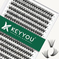 KEYYOU Lash Clusters 300pcs Individual Lashes, 40D 0.07C Curl 11mm DIY Eyelash Extension, Soft & Natural Volume Cluster Lashes with Large Tray