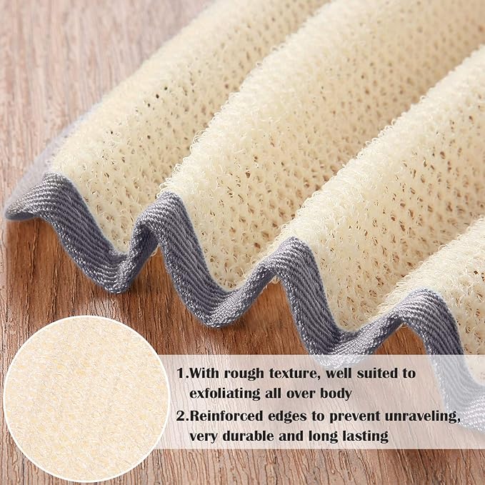 Tatuo 5 Pcs Exfoliating Face and Body Wash Cloths Towel Weave Bath Exfoliating Scrub Massage Bath Cloth for Women and Men, 10.23 x 8.66 Inch(Gray Edge)