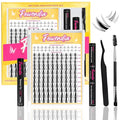 Fowendia Lash Clusters Kit Wanna Be 8-18mm Fairy Manga Eyelash Clusters DIY Lash Extension Kit Waterproof Wispy Anime Lashes Clusters Invisible Band 0.3mm Individual Cluster Eyelash Extensions Kit