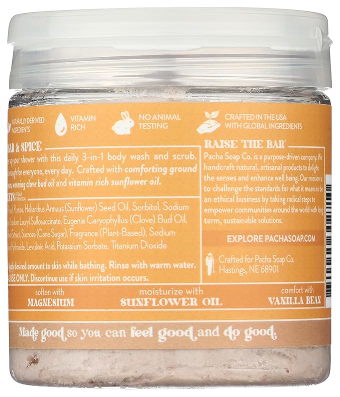 PACHA SOAP Sugar & Spice Whipped Soap & Scrub, 8 OZ