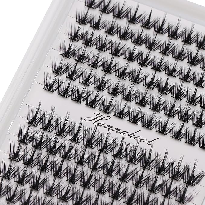 12rows-Large Tray Mixed 8-10-12-14-16mm/Mixed 14-15-16mm/Mixed14mm-16mm/Mixed 18-20mm Wide Stem Individual False Eyelashes Dramatic Black Cluster Eyelashes (MY008-14-16MM MIX)