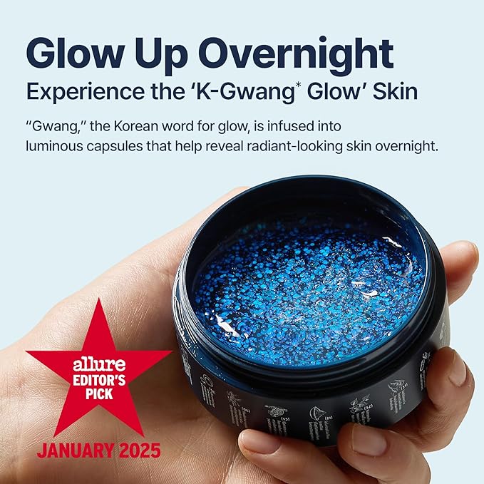 Aurora Glow Capsule Overnight Mask | Overnight Recovery for Glow, Radiance & Glass Skin | Hydrating & Brightening Mask with Vitamin C, Ceramide & 8 Hyaluronic Acids | Korean Skincare (2.1 fl oz)