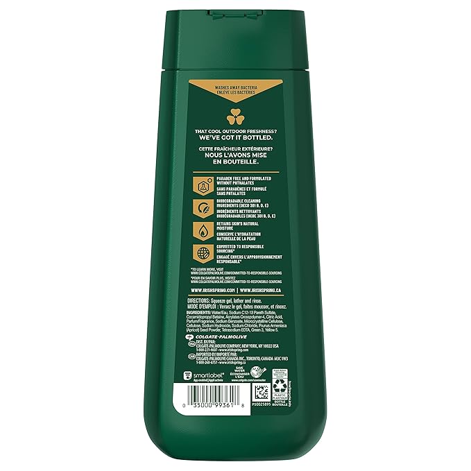 Irish Spring Mens Body Wash, Active Scrub Exfoliating Body Wash for Men, 20 Fl oz (Pack of 4)