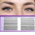 Wispy Lash Clusters Kit, Natural Lash Cluster Eyelash Extensions 192 Pcs C Curl 10-16mm Individual Fluffy False Eyelashes Thin Band DIY Kit for Beginners at Home