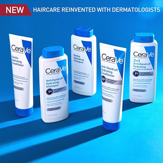 CeraVe Gentle Hydrating Shampoo, With Ceramides, Niacinamide & Hyaluronic Acid For Soft, Healthy Looking Hair & Scalp, Sulfate Free & Color Safe Shampoo, For All Hair Types, 12 Oz (Pack of 2)
