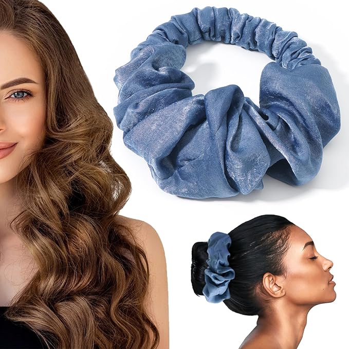 Heatless Hair Curler to Sleep In, Soft Heatless Curling Scrunchie, No Heat Curls for Long Hair, Soft Sleep Hair Roller for Sleep in Overnight Soft Sleep Headband (Navy Blue)
