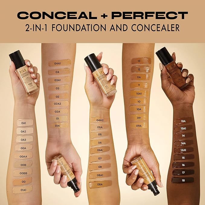 Milani Conceal + Perfect 2-in-1 Foundation + Concealer for a Flawless Complexion, Under Eye Corrector, Cover Redness and Imperfections, Waterproof and Sweatproof - 05-Warm Beige