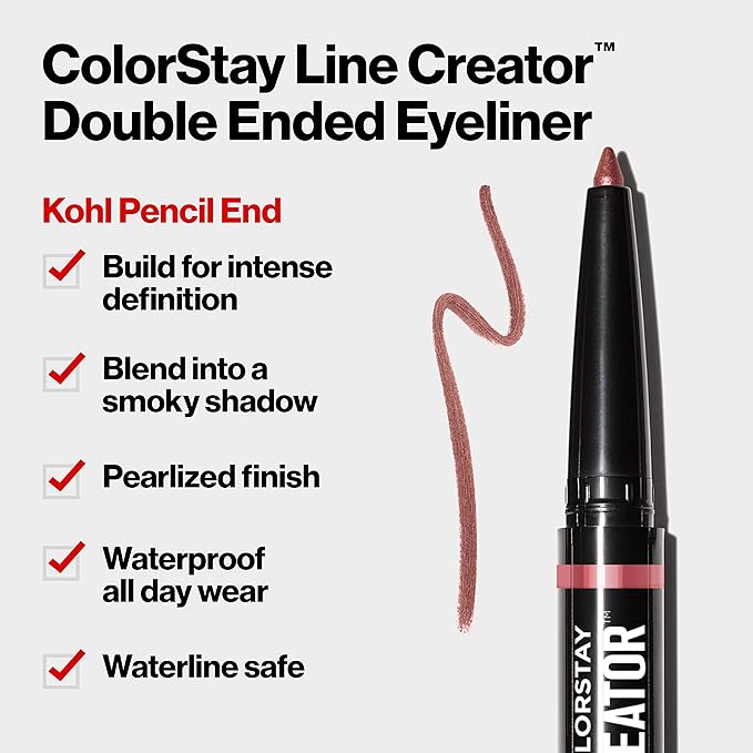 REVLON Liquid Eyeliner & Smoky Kohl Pencil, ColorStay Line Creator Eye Makeup, Waterproof & Transferproof, 152 Leathercraft, 0.004 oz