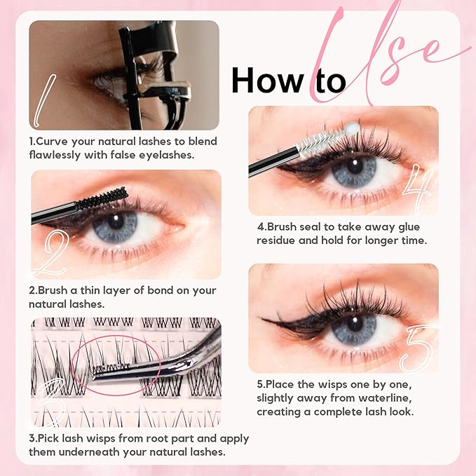 LA MAESII 120Pcs Clear Band Lash Clusters 10-14mm Natural Look Cluster Eyelashes Resuable Invisible Band Individual Cluster Lashes(133)