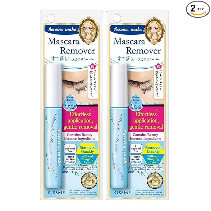 HEROINE MAKE by KISSME Mascara Remover for Waterproof Mascara, Fast-Acting Remover for Waterproof Eye Makeup, Lash-Conditioning & Gentle Non-Irritating Formula for Sensitive Eyelids from Japan 2 EA
