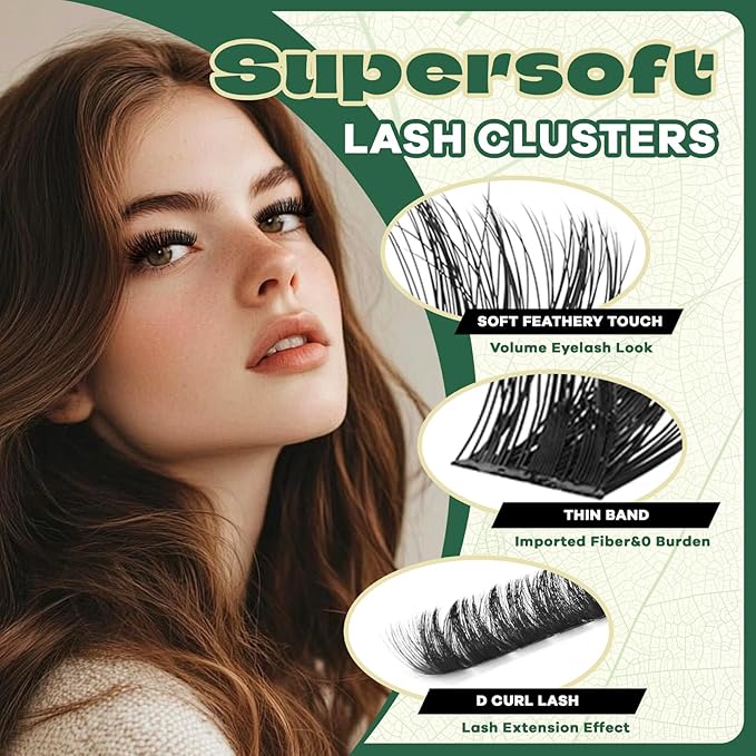 KEYYOU Lash Clusters Thick Volume 280pcs 80D&100D 10-18mm D Curl Eyelash Clusters with 0.03mm Thin Band, Super Soft Wispy for Beginner DIY at Home