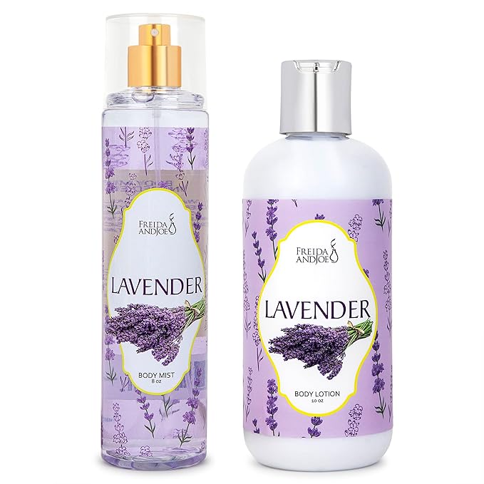 Home Spa Gift 10oz Deep Moisturizing Fragrance Body Lotion & 8 oz. Fine Fragrance Body Mist Set Luxury Self-Care Combo for Women and Girls (Lavender) – Mother's Day Gift for Mom