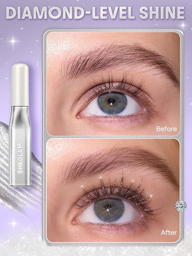 SHEGLAM Crystal Gaze Glitter Mascara High Shine Waterproof Long-lasting Mascara