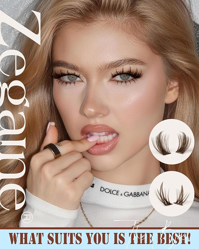 Zegaine Brown Lash Clusters Kit Dark Brown Lashes With Spikes Bottom Eyelash Clusters Manga Brown Cluster Lashes Kit With Lash Bond&Seal, Lash Tweezers Anime Cluster Eyelash Extensions 12-18MM 264Pcs