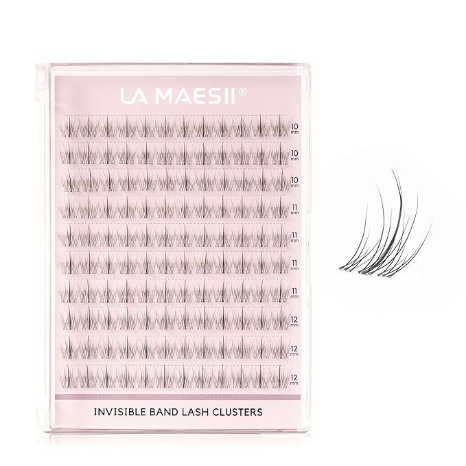 LA MAESII 120Pcs Clear Band Lash Clusters 10-14mm Natural Look Cluster Eyelashes Resuable Invisible Band Individual Cluster Lashes(77)