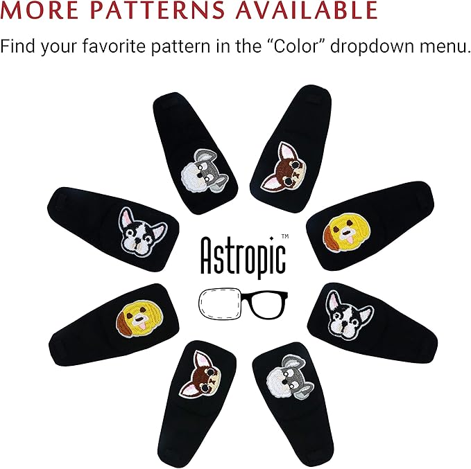 Astropic Cotton & Silk Eye Patch for Kids Glasses (Right Eye, Chihuahua)