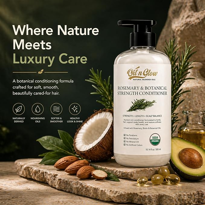 Rosemary & Botanical Strength Hair Conditioner for Women, & Men Health Scalp & Hair Growth Support, Moisturizing Formula with Botanical Oils, Vegan, 10.14 fl oz