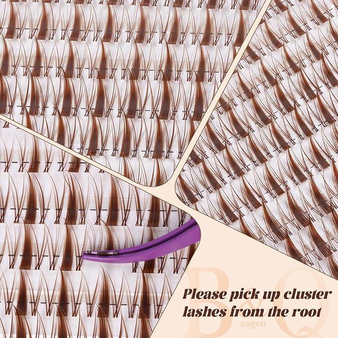 B&Q Brown Lash Clusters Blonde Brown Eyelash Cluster for Light Hair, MochaLash Cluster Eyelash Extensions Soft Browns False Eyelashes Comfortable Eyelash Clusters Perfect for Occasions（MochaLash 04）