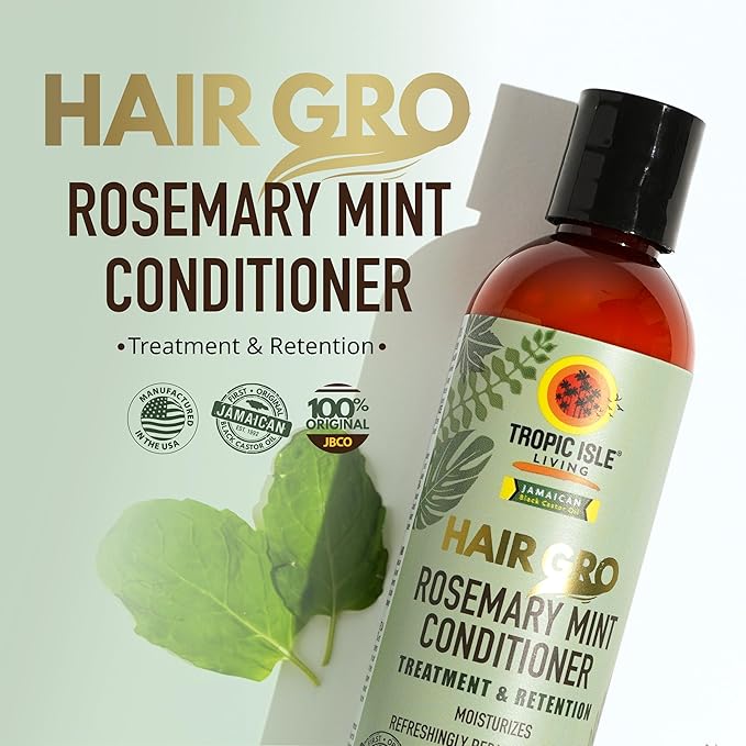 Hair Gro Rosemary Mint Conditioner 8oz/ 237ml - Moisturizing Formula for Refreshing Scalp and Nourishing Damaged Hair with High Shine