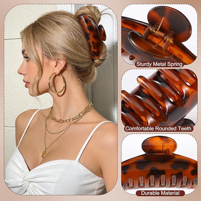 4 Pack Large Acrylic Claw Clips, Cute Hair Clips Strong Hold Hair Claw Barrettes for Thick Thin Hair