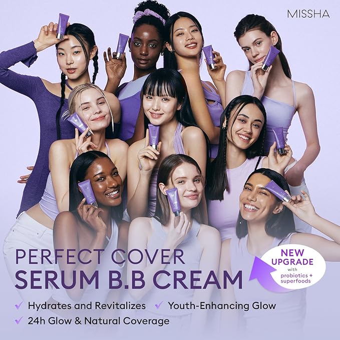 MISSHA M PERFECT COVER SERUM BB CREAM No.25 Warm Beige - Medium with Warm Undertone, Skin Tint, Tinted Moisturizer, Skin Care Foundation Makeup, Korean Makeup,1.18 Fl oz