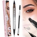 CALAILIS Eyebrow Pencil for Women - 2-in-1 Eyebrow Pen with Dual-Ended Microblading 4D Fork Tip & Ultra-Fine Eyeliner Tip, Create Natural Fuller Hair-Like Waterproof Brow Pencils (Black)