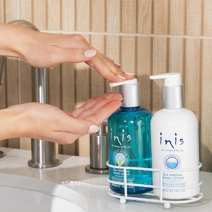 Inis the Energy of the Sea - Liquid Hand Wash and Hand Lotion Caddy Set, Sink Side Hand Soap and Moisturizer with Seaweed and Shea Butter, Clean Ocean Fresh Scent