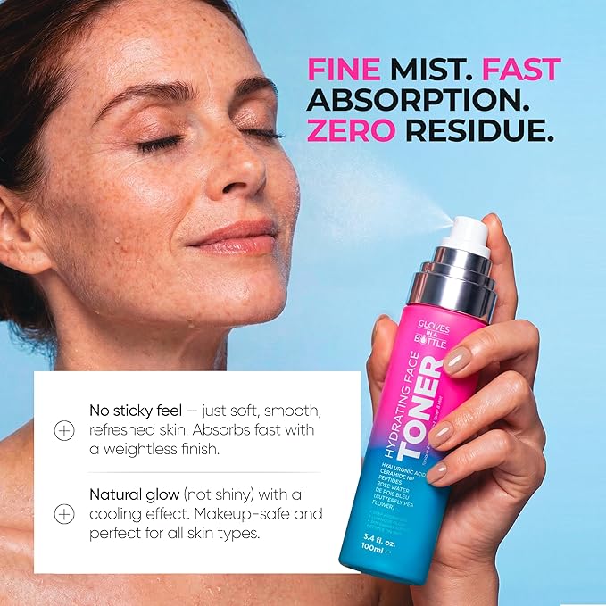 Gloves In A Bottle Hydrating Toner & Mist Spray – Hydrating Soothing Spray for Redness, Deep Hydration, Dewy Glow & Skin Barrier Repair – Hyaluronic Acid, Ceramide NP, Peptides – Alcohol-Free (3.4 oz)