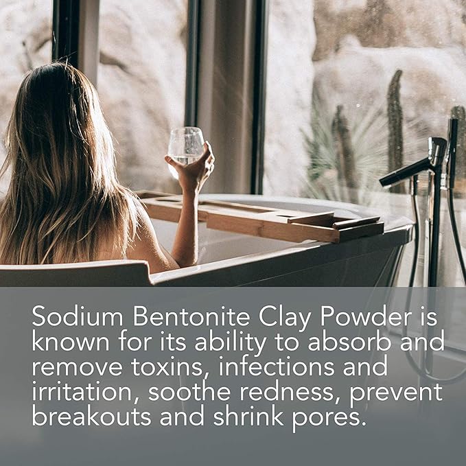 Pure Body Naturals Bentonite Clay Powder for DIY Detox Body & Face Mask, Pure Indian Healing Clay for Deep Pore Cleansing and Armpit Detox for Women, (8.0 oz)