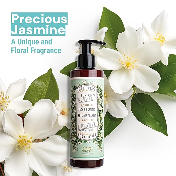 Panier des Sens – Jasmine Hand & Body Lotion for Dry Skin - Hydrating Body Cream for Women - Nourishing Fluid Body Moisturizer Shea Butter & Olive Oil - 97% Natural Ingredients Body Care - 8.45 Floz