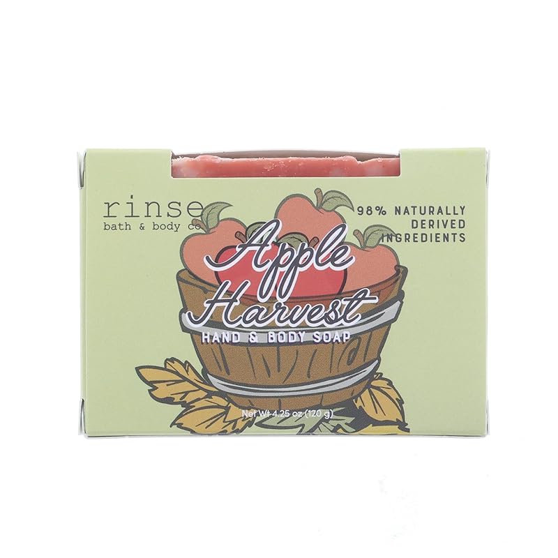 Rinse Bath & Body Apple Harvest Handmade Soap - Shea & Cocoa Butter | Fresh Apple Scent | Essential Oils | Vegan Friendly | 4.25oz