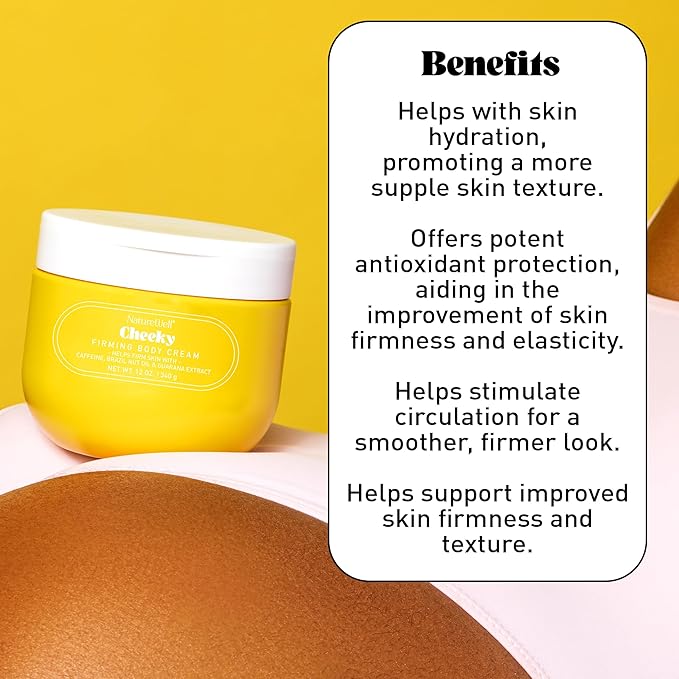 NATURE WELL Cheeky Firming & Moisturizing Body Cream, Lightweight & Quick-Absorbing Formula to Help Visibly Firm & Smooth Skin, Scented with Pistachio, Almond, Coconut, & Salted Caramel,12 Oz